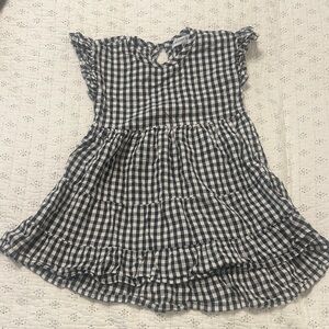 Madden Girl Navy & White Gingham Ruffle Tiered Dress